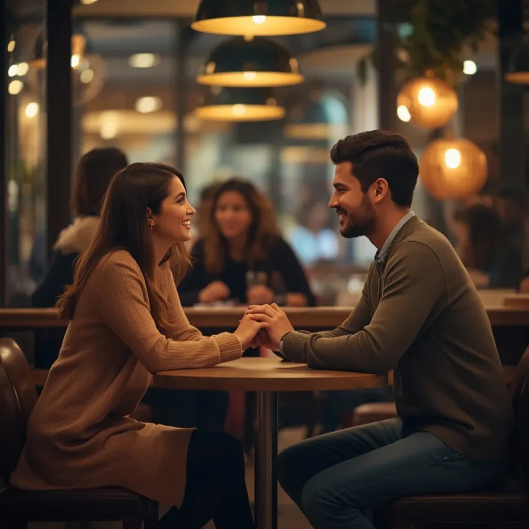 A Romantic Couple’s Cozy Cafe Date with Warm Lighting | Hot Romantic Prompt