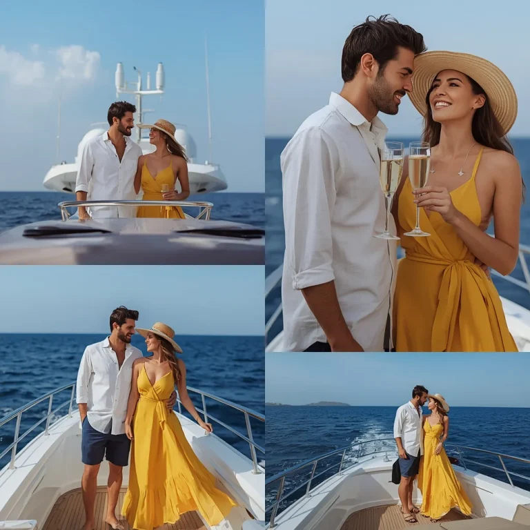 A Sleek Luxury Yacht of High-End Summer Chic | couple dp ai prompt