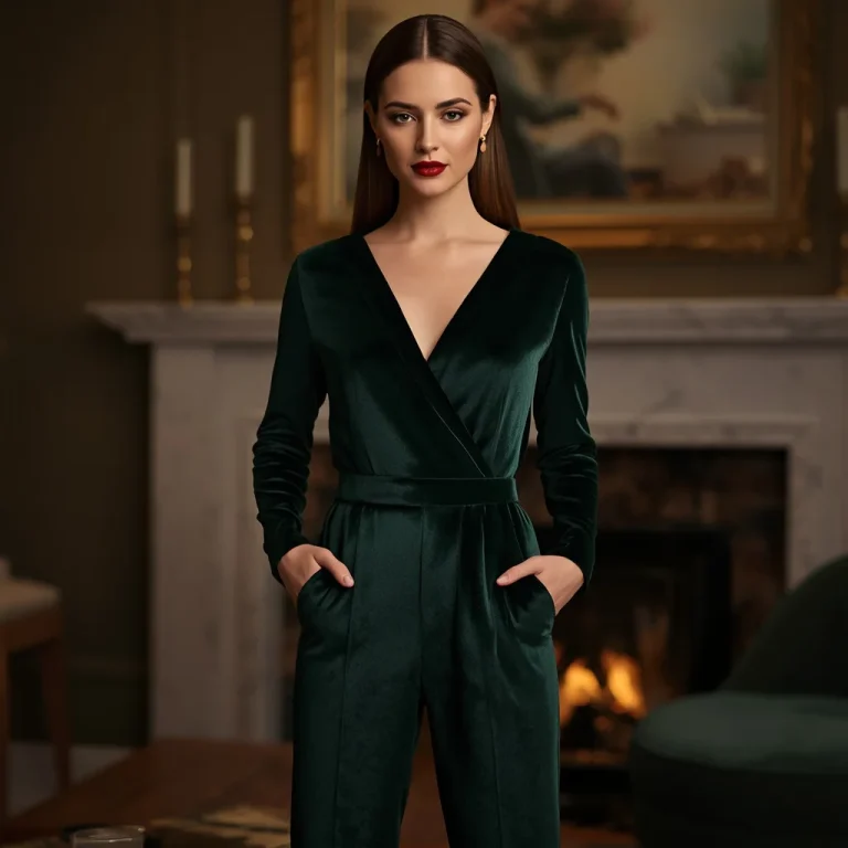 Chic Velvet Jumpsuit for a Sophisticated Winter Party | Prompt for Gemini AI girl