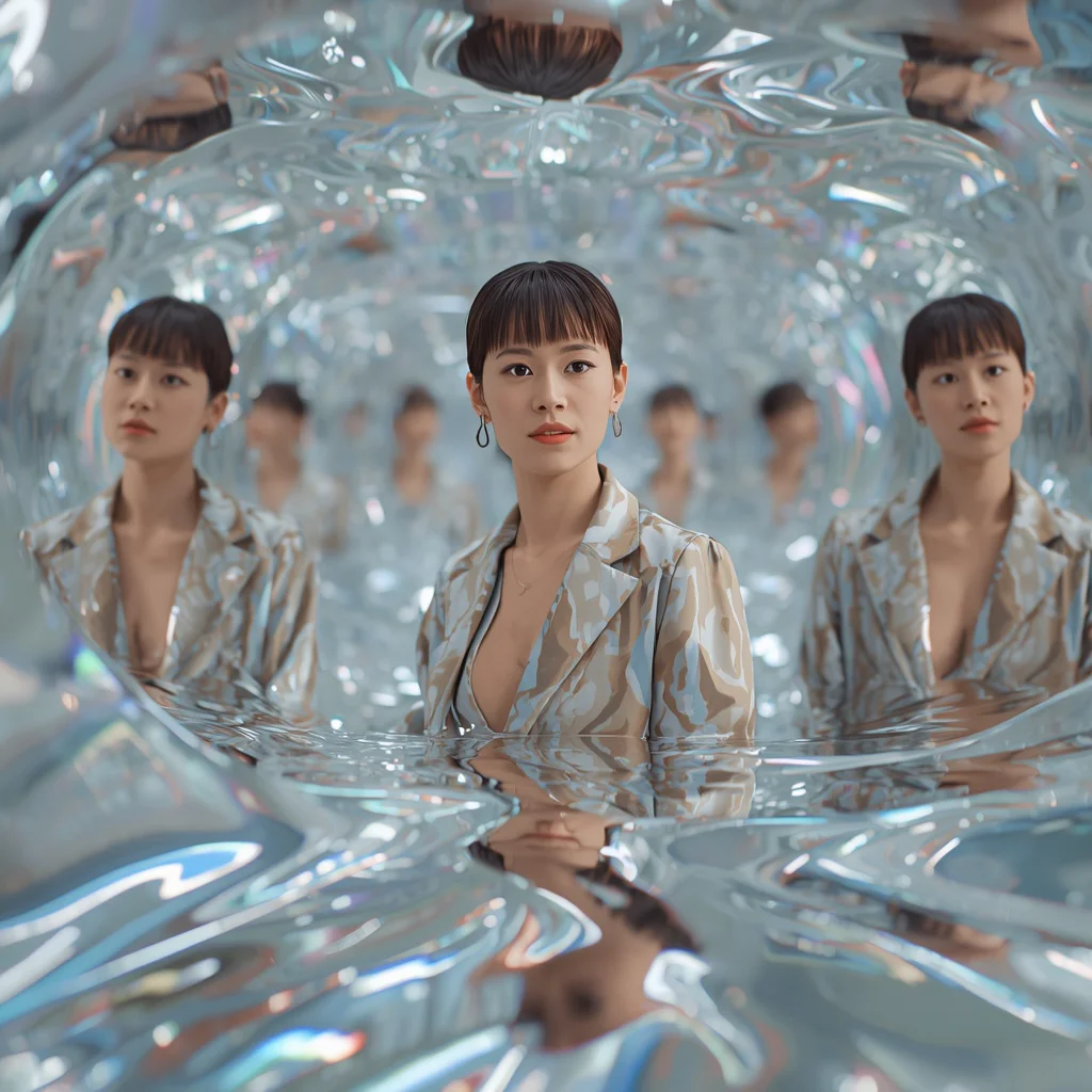Liquid Glass Mirrorverse: Flowing Reflections, Dynamic Centrality | Premium Prompt Examples