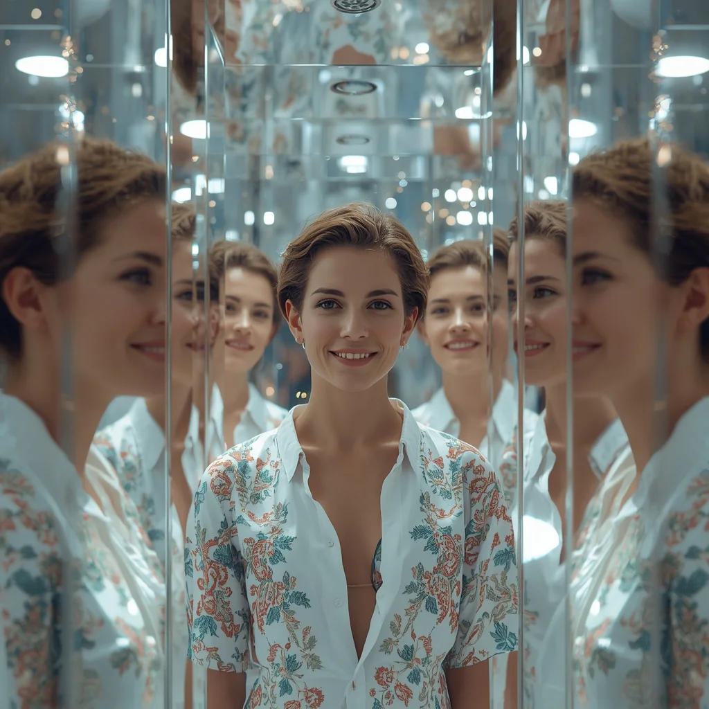 Multi-Dimensional Mirrorverse: Subtle Reflections, Central Identity | Ai Prompt