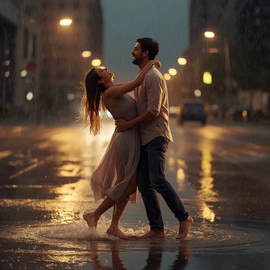 Romantic Couple Dancing in the Rain | Cinematic Couple Prompt