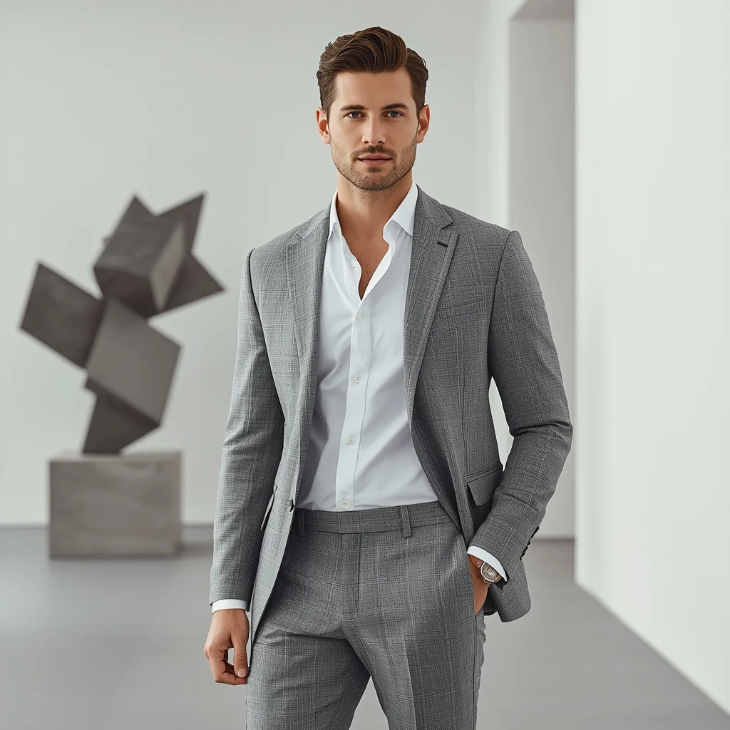 Stylish Man in a Tailored Grey Suit | Command Prompt